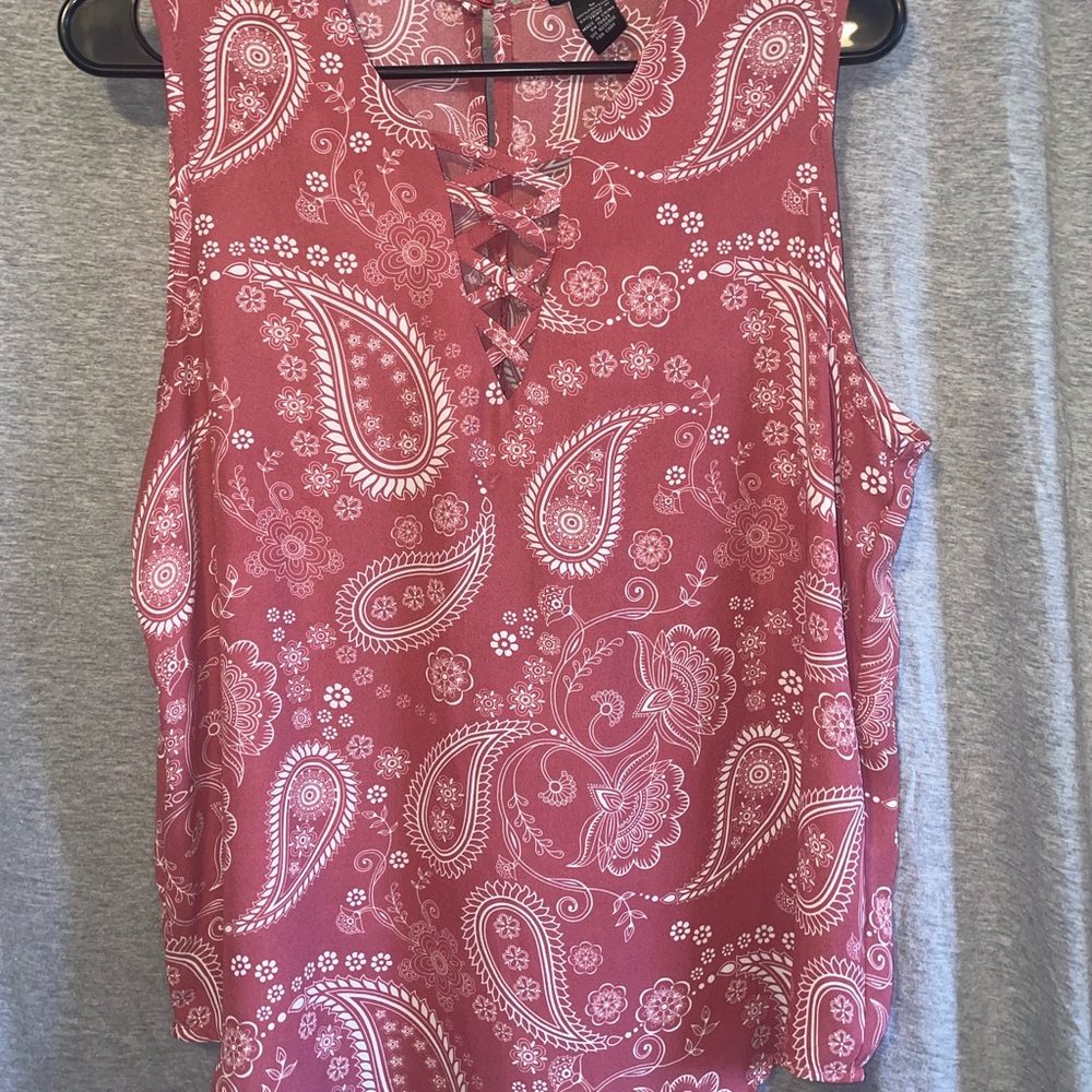 Paisley Lace-Up Blouse
